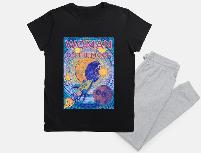 Pyjama woman on the moon