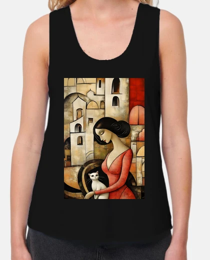 Woman With Cat Tank Top 1