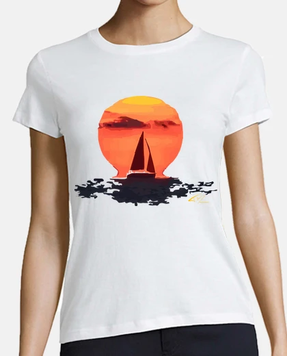 T-shirt Women, baseball style, white and navy