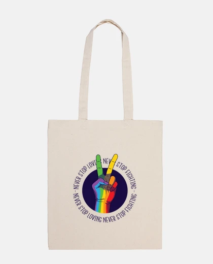 Bag women&#39;s bag, tote bag, pride of the rainbow. v of victory for tolerance.