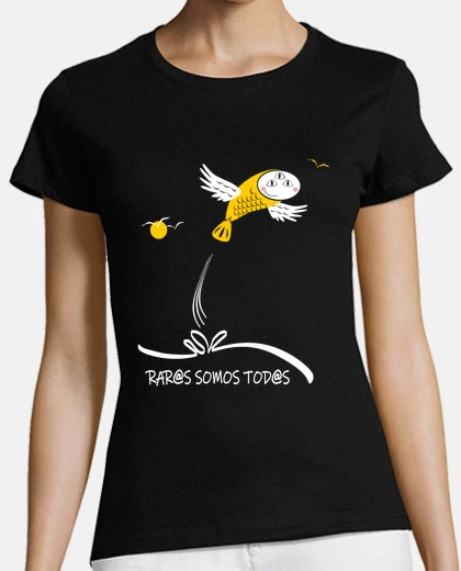 T-shirt women&#39;s t-shirt -rare-bird fish-yellow