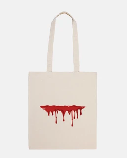 women&#39;s bag, tote bag, heart bleeding blood pop art style.