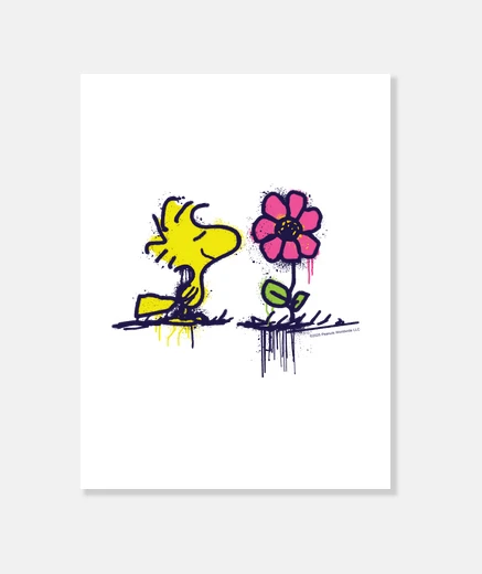 Wall Woodstock and Flower Graffiti