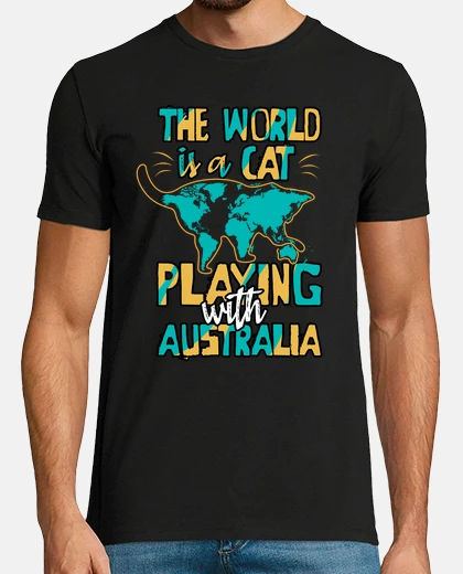 T-shirt world cat play australia australia day