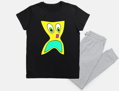 yellow crazy square, unisex pajamas