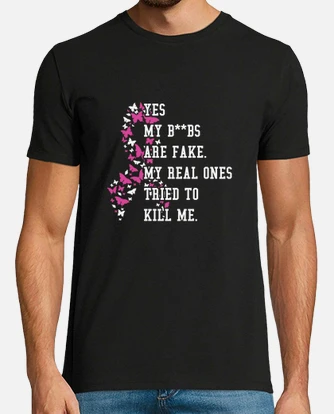 Breast Cancer Awareness Month Yes My Boobs Are Fake T-Shirt Breast Cancer Awareness Month Yes My Boobs Are Fake T-Shirt