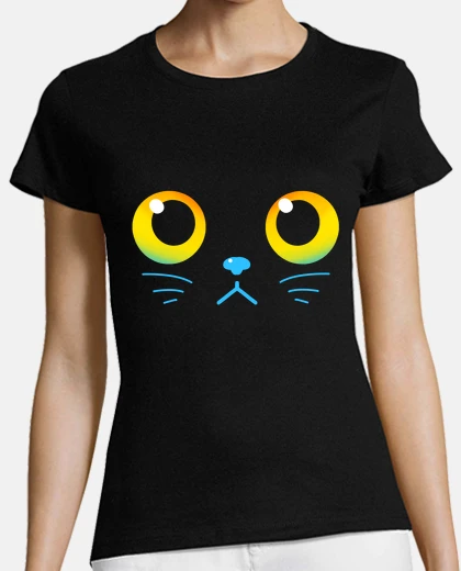 Tee-shirt yeux curieux - chemise chat noir - womans