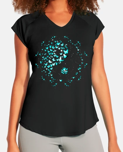 T-shirt yin yang butterflies