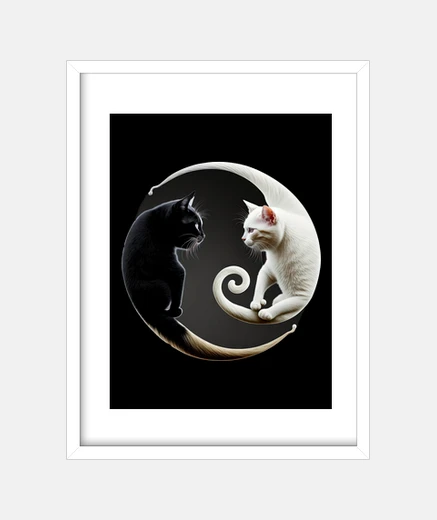 Quadro ying yang gatto os in bianco e nero