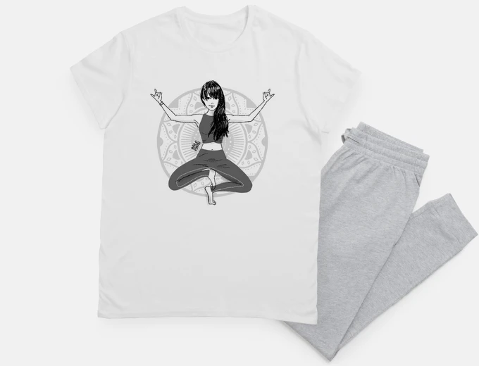 Pyjama yoga pose girl