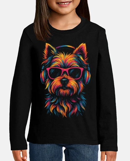 Kids Yorkshire terrier dog with glasses and 