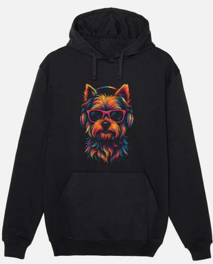 Hoodie Yorkshire terrier dog with glasses and 
