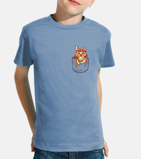 yorkshire child t-shirt in the pocket of the t-shirt design of a collector artist for lovers and lov