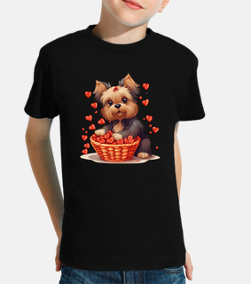yorkshire terrier in a heart basket