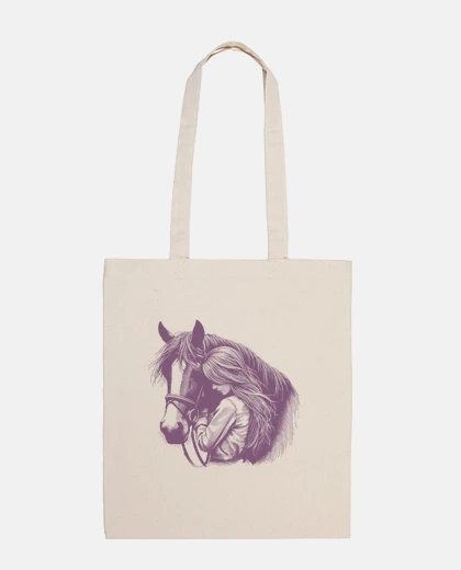 Bag young girl and purple horse