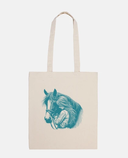 Bag young girl and turquoise horse