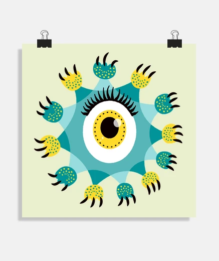 Poster zampe e artigli mostro occhio carino
