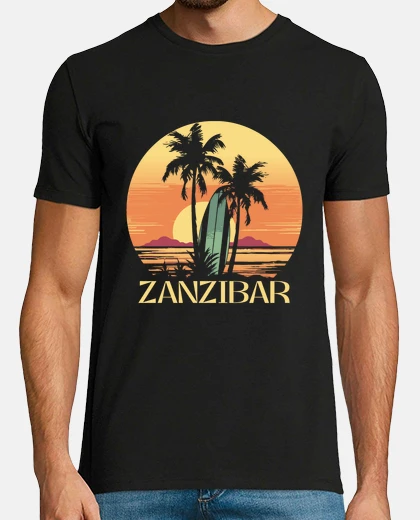 T-shirt zanzibar, surf tramonto vintage , buoni ristoranti,