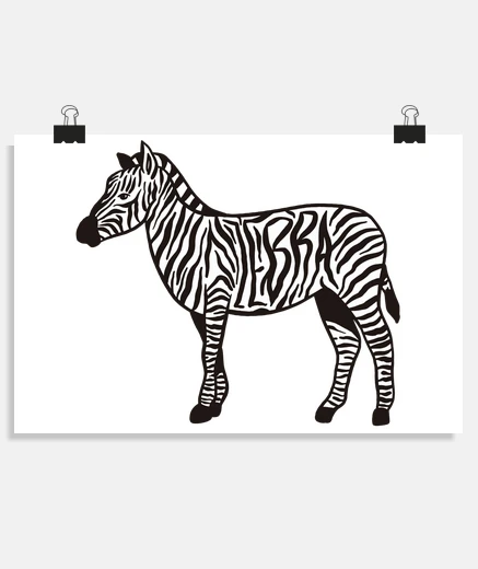 Poster zebre avec rayures marquées zebra affiche decoration chambre enfant bébé poster salon 