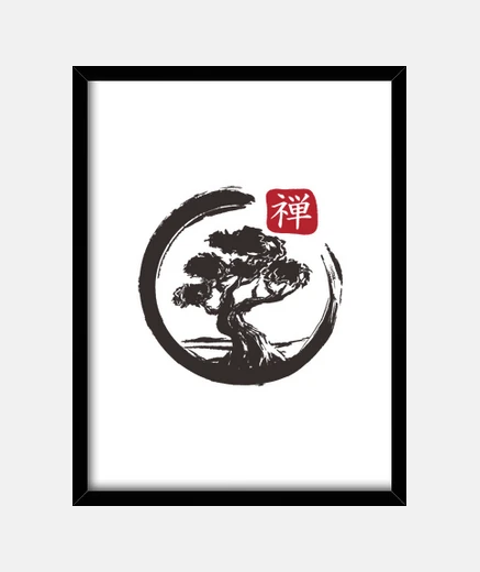 Cuadro zen bonsai árbol enso círculo japonesas