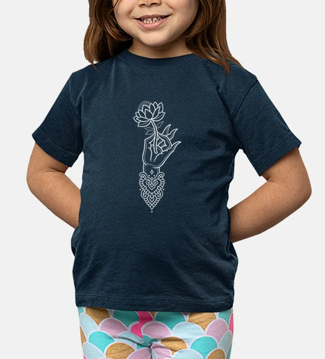 Kids zen mandala floral white line art