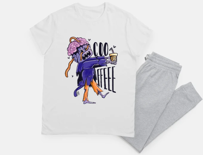 Pajama zombie coffee