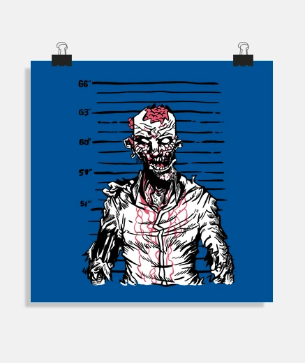 Poster zombie uomo cervello aperto, poster decorazione horror